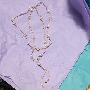 Chic Pearl Necklace with Soft Pink Cord